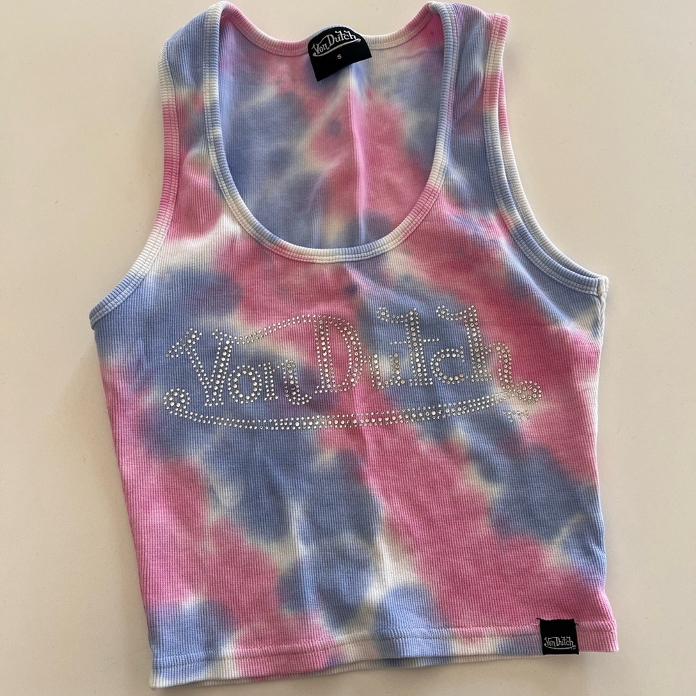 Von Dutch Pastel Tie-Dye Cropped Tank Top